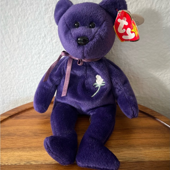 TY Beanie Baby PRINCESS DIANA the Purple Teddy Bear 1997 -RETIRED Toy wales - Picture 1 of 7